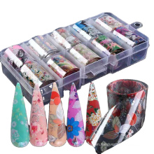 Wholesale Designers Boxed Floral Beautiful Starry Sky Foil Nail Wraps Transfer Nail Art Stickers 2021 Foils For Nails